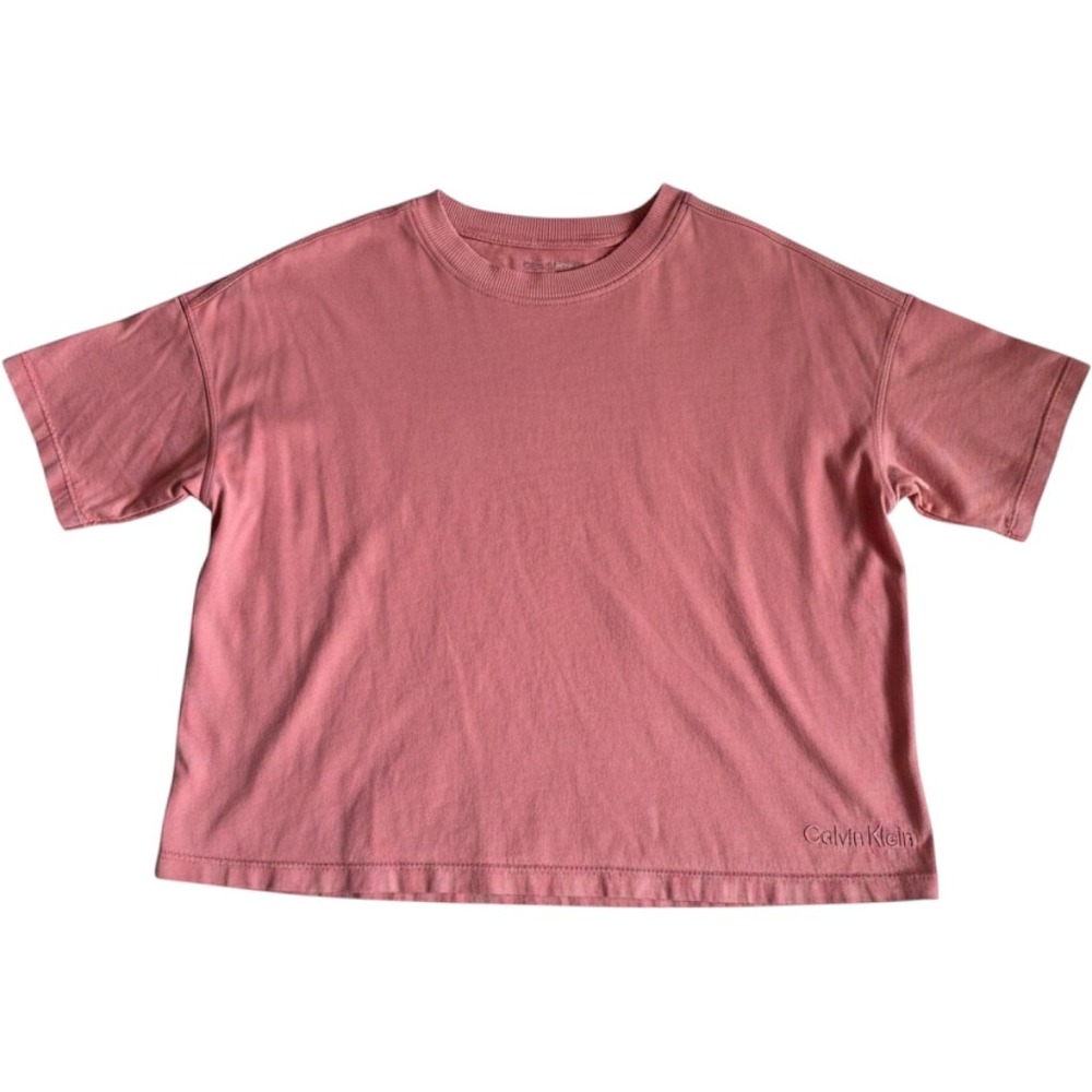 Calvin Klein Performance Womens XS Pink Boxy Crop Tee Short Sleeve Logo T-Shirt